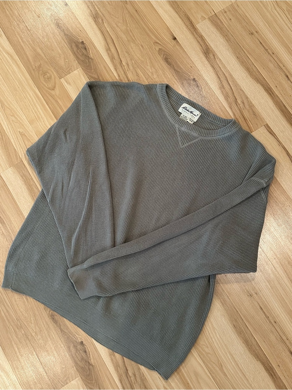 Eddie Bauer Gray Waffle-Knit Crewneck Sweater